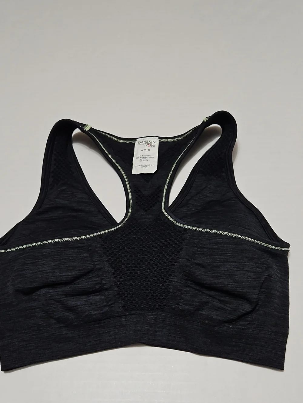 Danskin Now Black Heather Racerback Support Sports Bra Size M